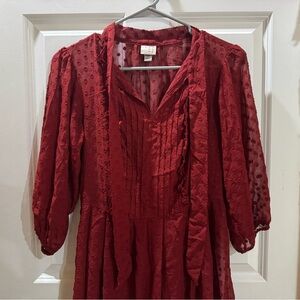 A New Day Red Textured Midi Dress